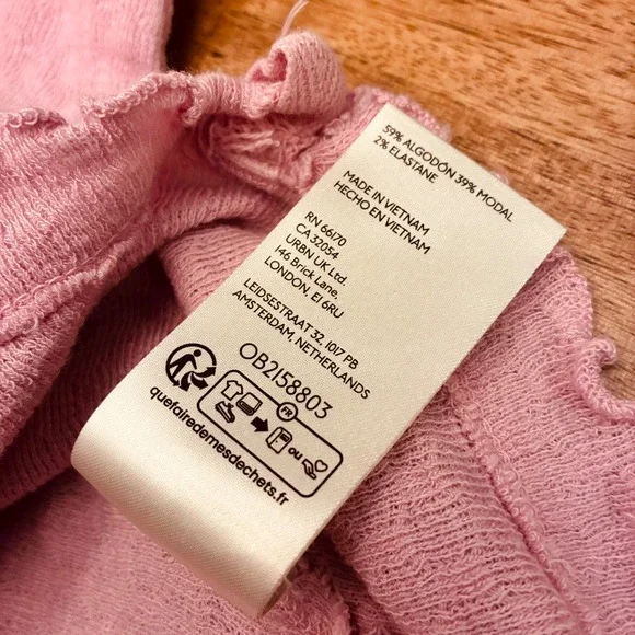 We The Free Women Cardigan Pink Cotton Blend Long Sleeve Button Ruffle Top Large - Picture 11 of 11